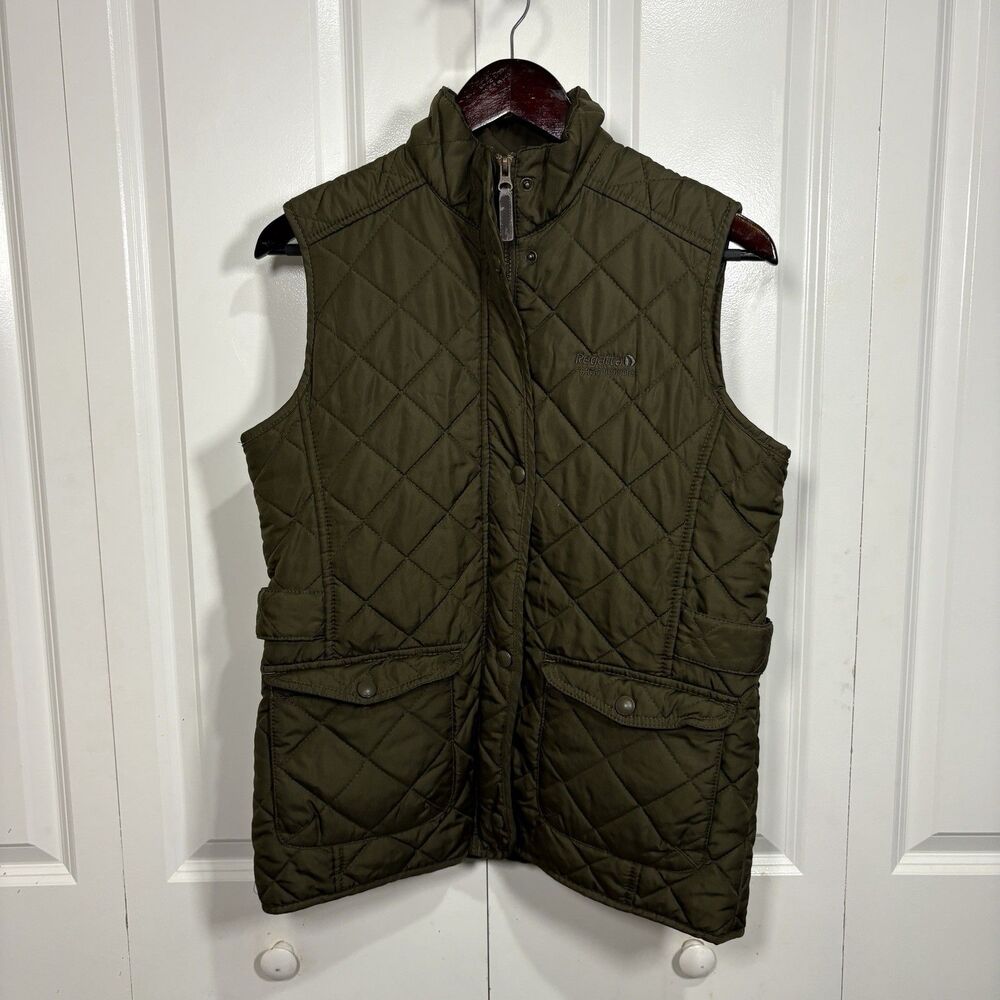 Regatta Quilted Vest Womens M Olive Green UK12 Riding Layer Equestrian Cozy